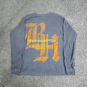 Vtg Y2k BROCKHAMPTON Hardest Working Boy Band Old English Longsleeve T Shirt Med